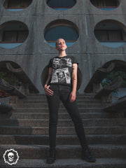 los-angeles-death-and-seduction-goth-streetwear-punk-rock-skulls-skeleton-roses-end-is-near-gas-mask-Apparel & Accessories > Clothing (1604) - End Is Near | Women's Short Sleeve T-shirt