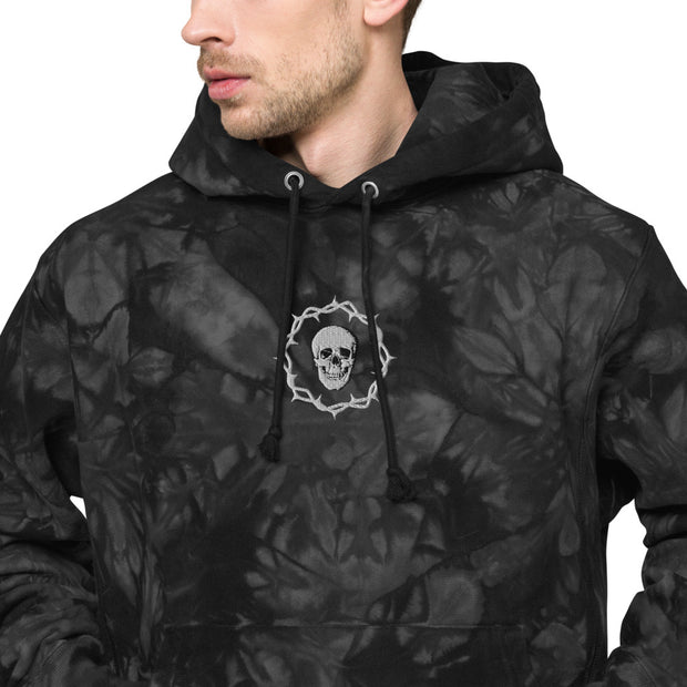 Skull and Thorns Champion tie-dye hoodie | Death and Seduction